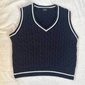John Galt but Brandy Melville Dark Blue Cable Knit Sweater Vest - Size Small
